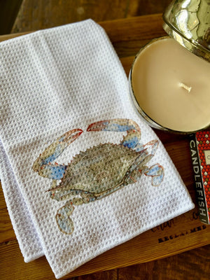 Holy City Creations Lowcountry Blue Crab Kitchen Towel - Essentially Charleston