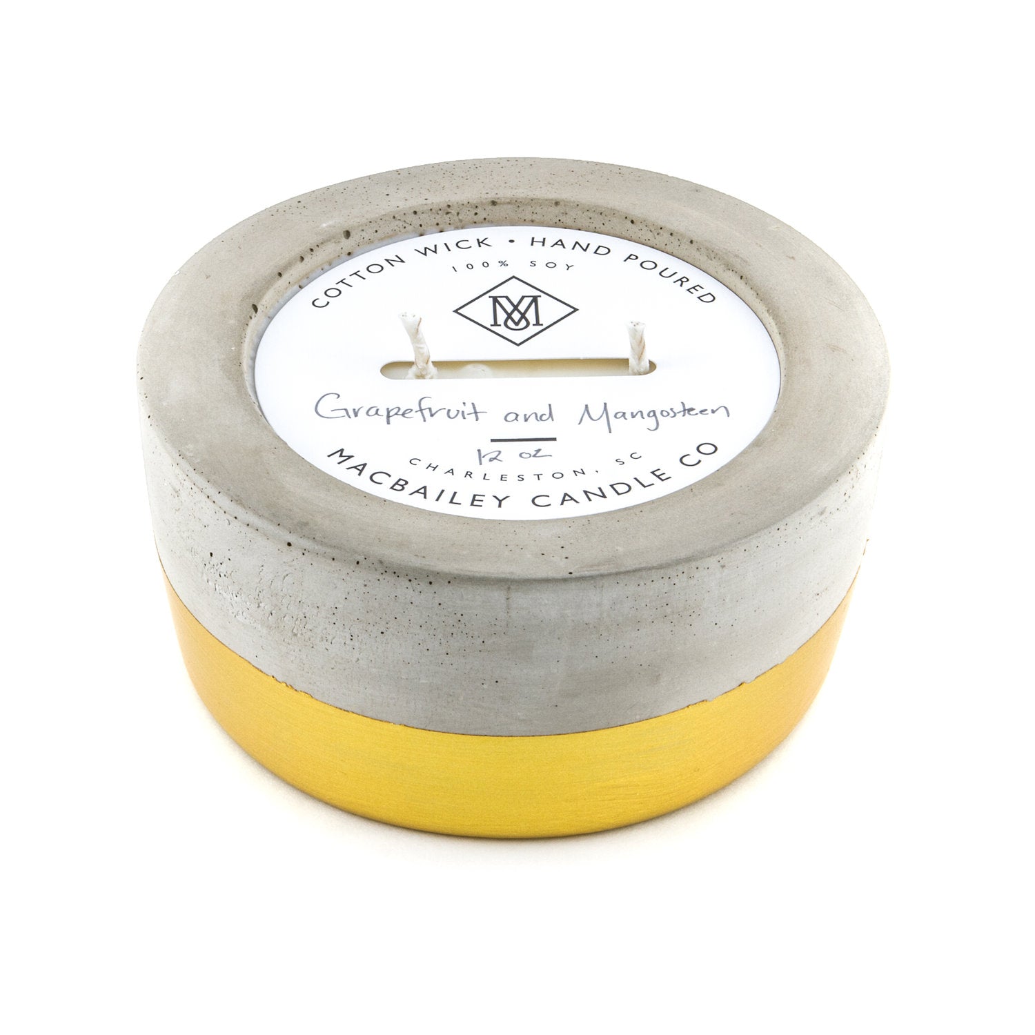 MacBailey Candle Co. Concrete Candle: Gold-Dipped Harvest Scent - Essentially Charleston