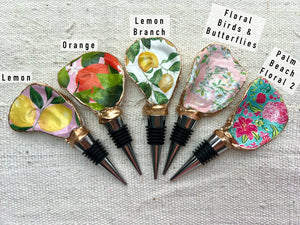 Oyster Wine Stopper: Blue Ikat