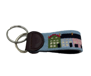 Charleston Rainbow Row Handstitched Needlepoint Key Chain by Charleston Belt Side View