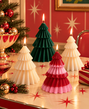 Beeswax Modern Retro Pillar Christmas Tree Candle : Cream - Essentially Charleston