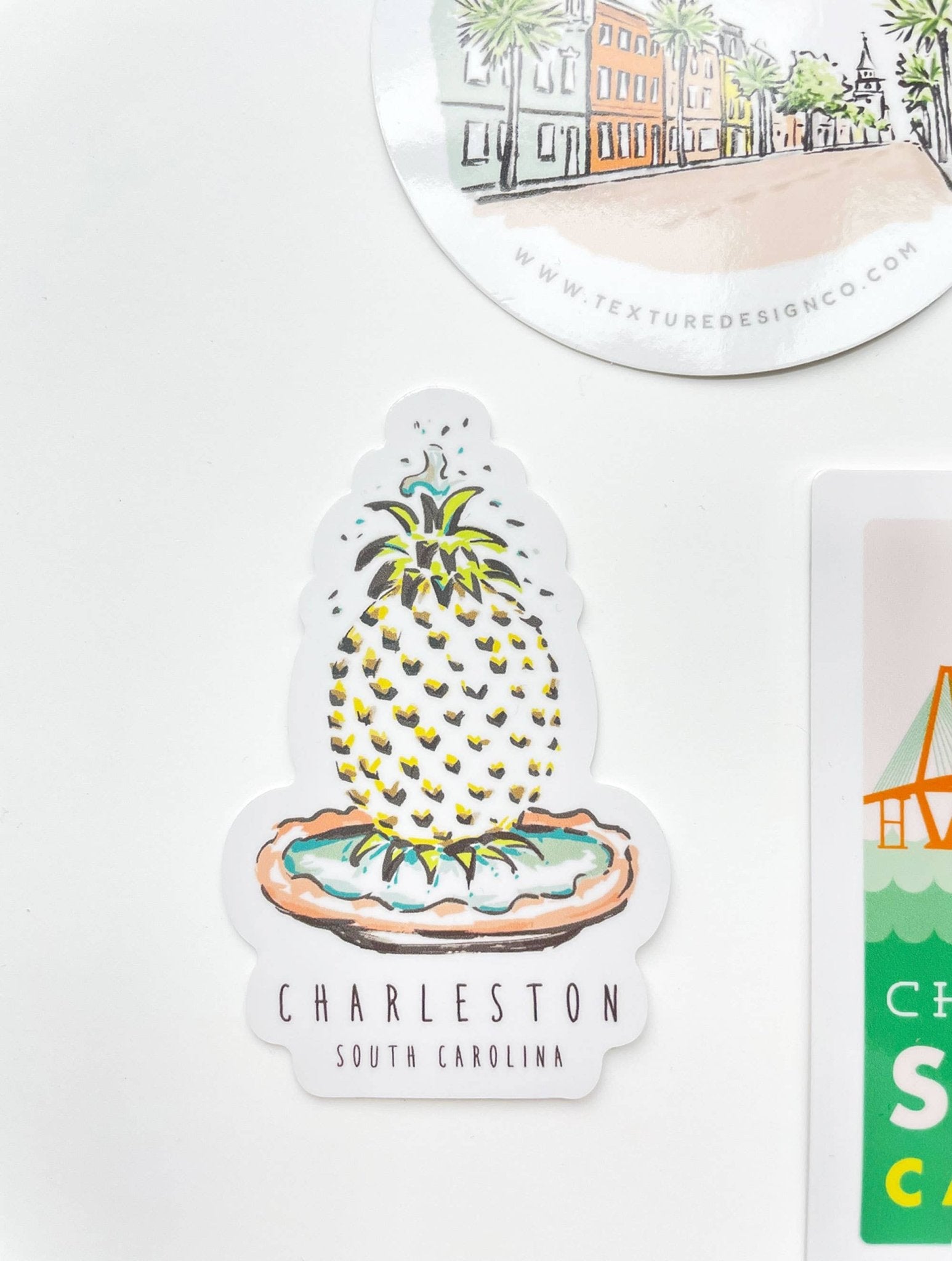 Fountain Sticker Texture Design Charleston Pineapple Fountain Sticker - Essentially ...