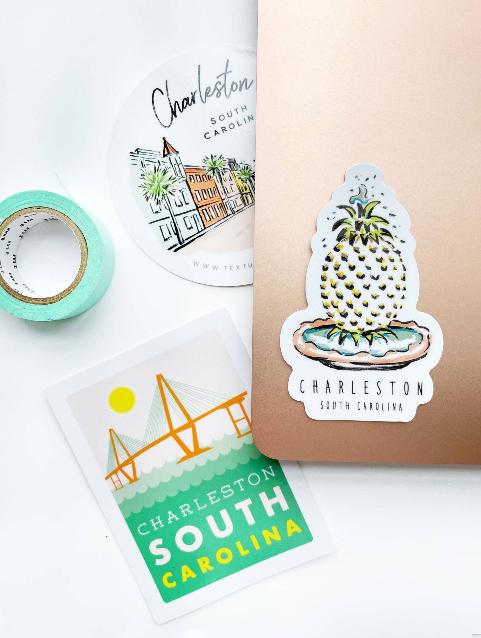 Charleston Pineapple Fountain Sticker - Essentially Charleston