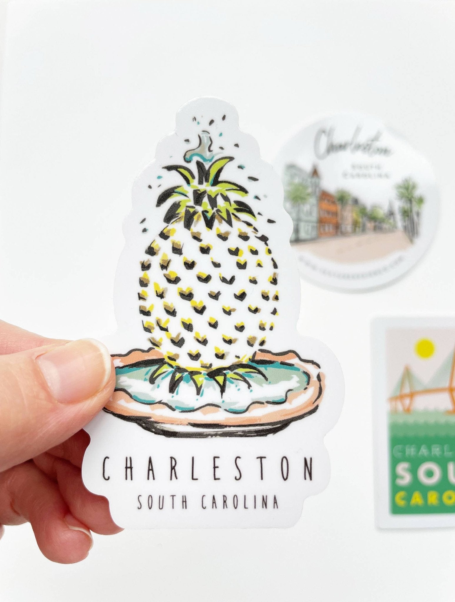 Charleston Pineapple Fountain Sticker - Essentially Charleston