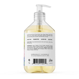 Charleston Rainbow Row Hand Wash (Strawberry Plum) by Deep Steep back of label with ingredients - Essentially Charleston