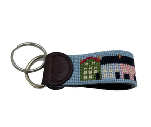 Charleston Rainbow Row Handstitched Needlepoint Key Chain by Charleston Belt - Essentially Charleston