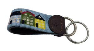 Charleston Rainbow Row Handstitched Needlepoint Key Chain by Charleston Belt - Essentially Charleston