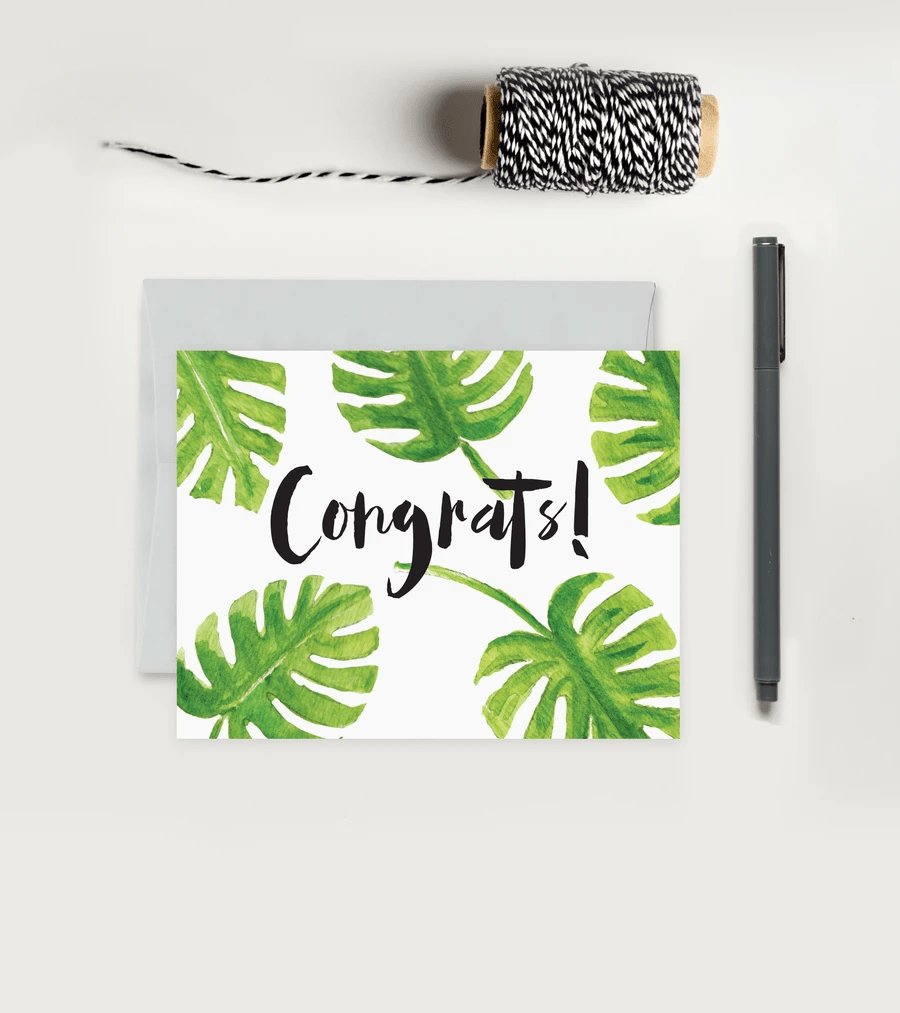 Congrats Palm Leaf Greeting Card by Texture Design - Essentially Charleston