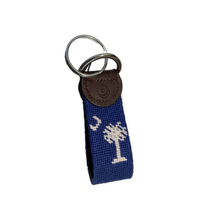 Crescent Moon and Palmetto Handstitched Needlepoint Key Chain by Charleston Belt - Essentially Charleston