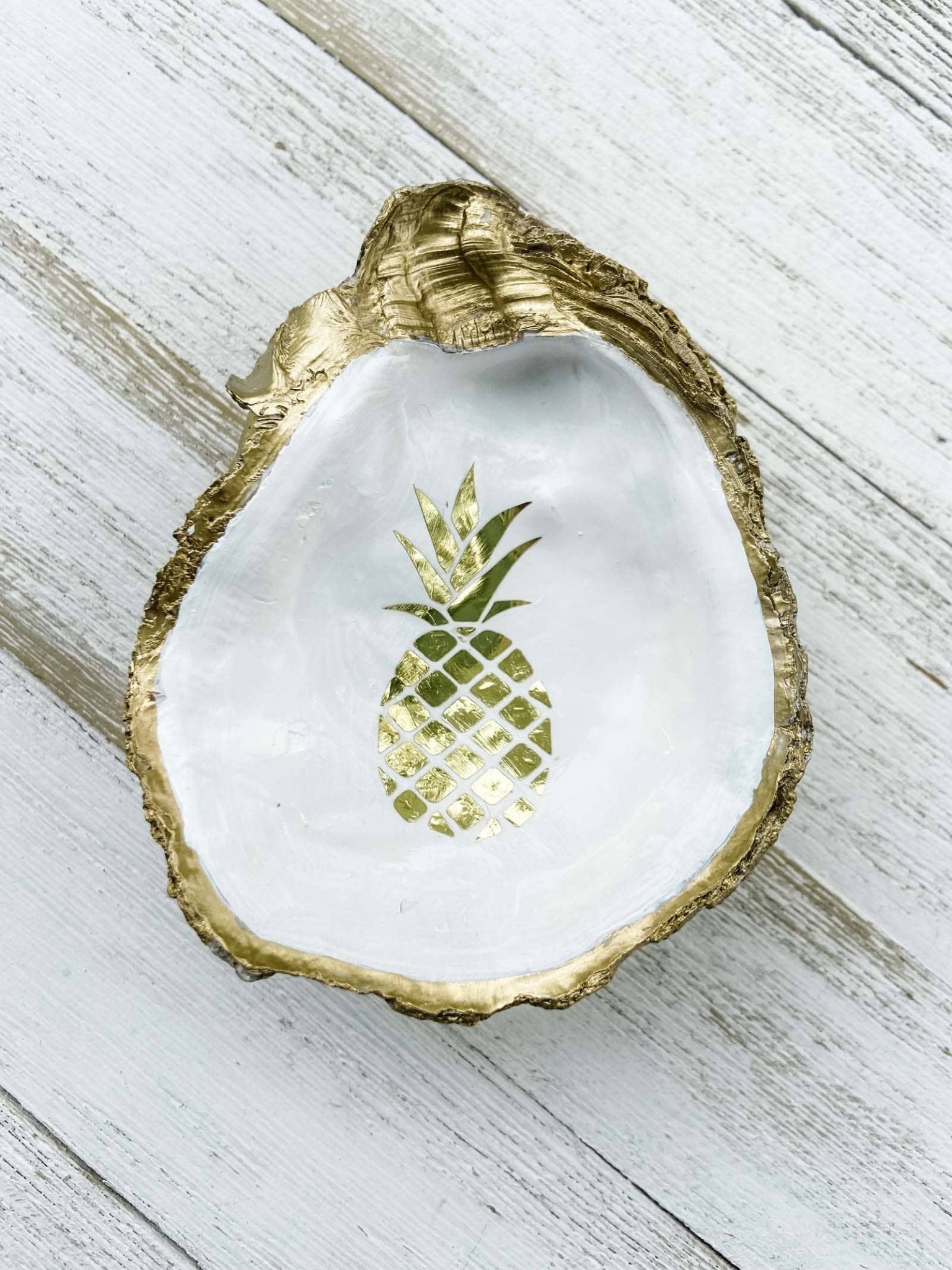 Golden Pineapple Oyster Shell Ring Dish - Essentially Charleston