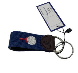 Golf Green with Red Tee Charleston Rainbow Row Handstitched Needlepoint Key Chain by Charleston BeltKeychain by Charleston Belt - Essentially Charleston