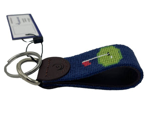 Golf Green with Red Tee Charleston Rainbow Row Handstitched Needlepoint Key Chain by Charleston BeltKeychain by Charleston Belt - Essentially Charleston