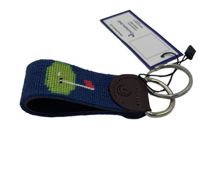 Golf Green with Red Tee Charleston Rainbow Row Handstitched Needlepoint Key Chain by Charleston BeltKeychain by Charleston Belt - Essentially Charleston