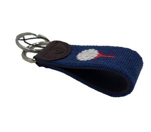 Golf Green with Red Tee Charleston Rainbow Row Handstitched Needlepoint Key Chain by Charleston BeltKeychain by Charleston Belt - Essentially Charleston