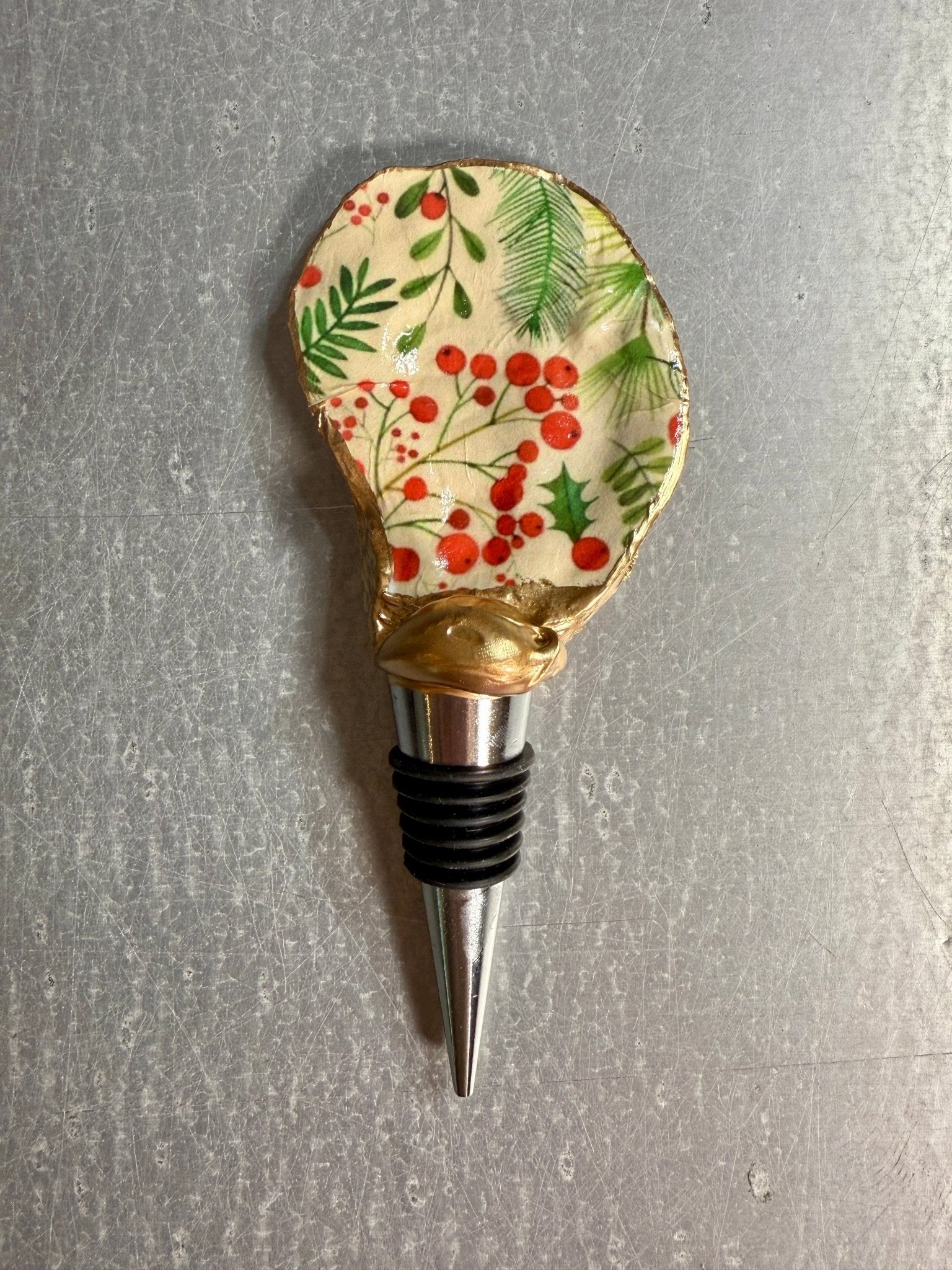 Holiday Bottle Stopper: Holly Berries - Essentially Charleston