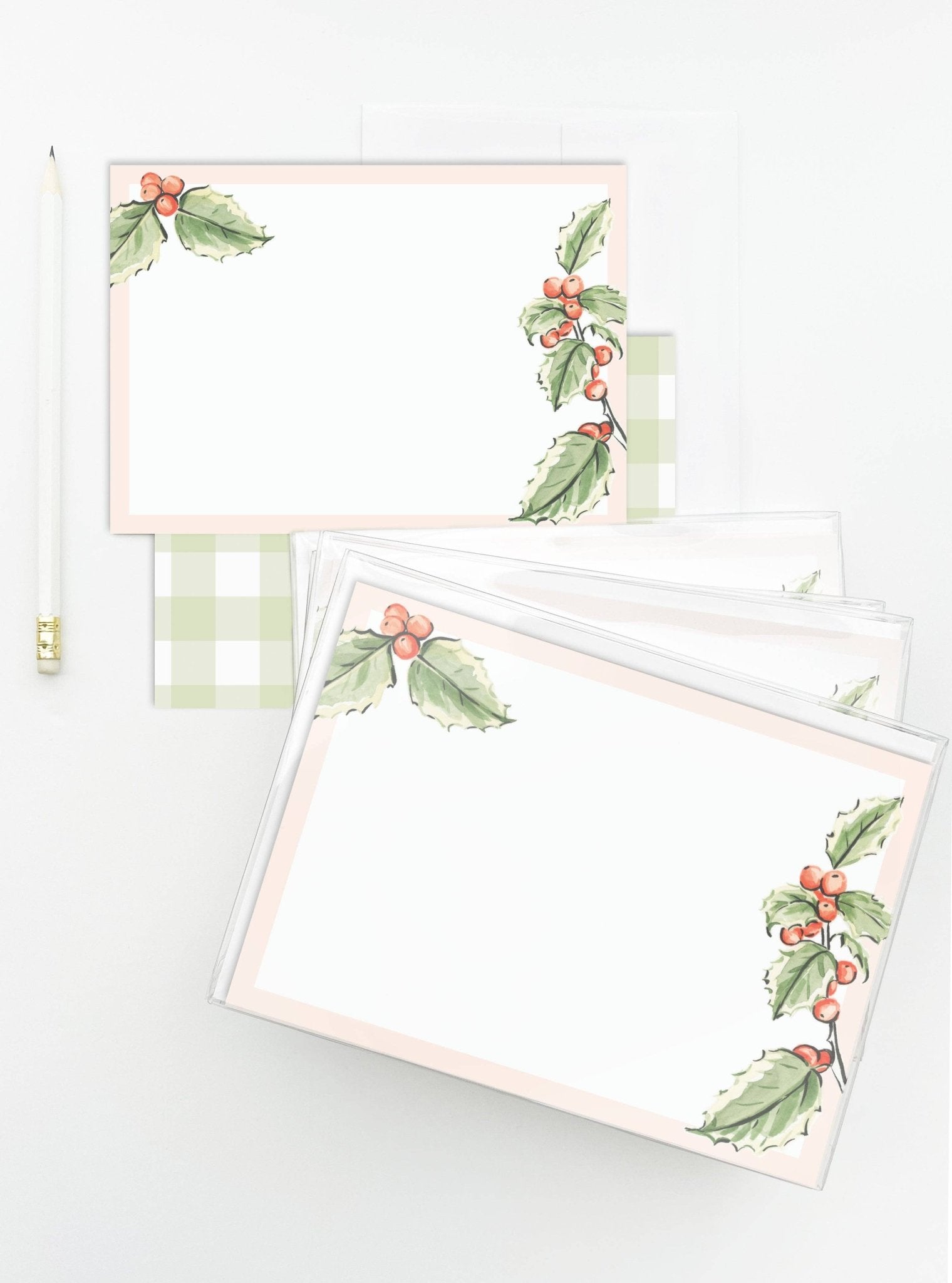 Holly Berry Flat Cards by Texture Design (Set of 8) - Essentially Charleston