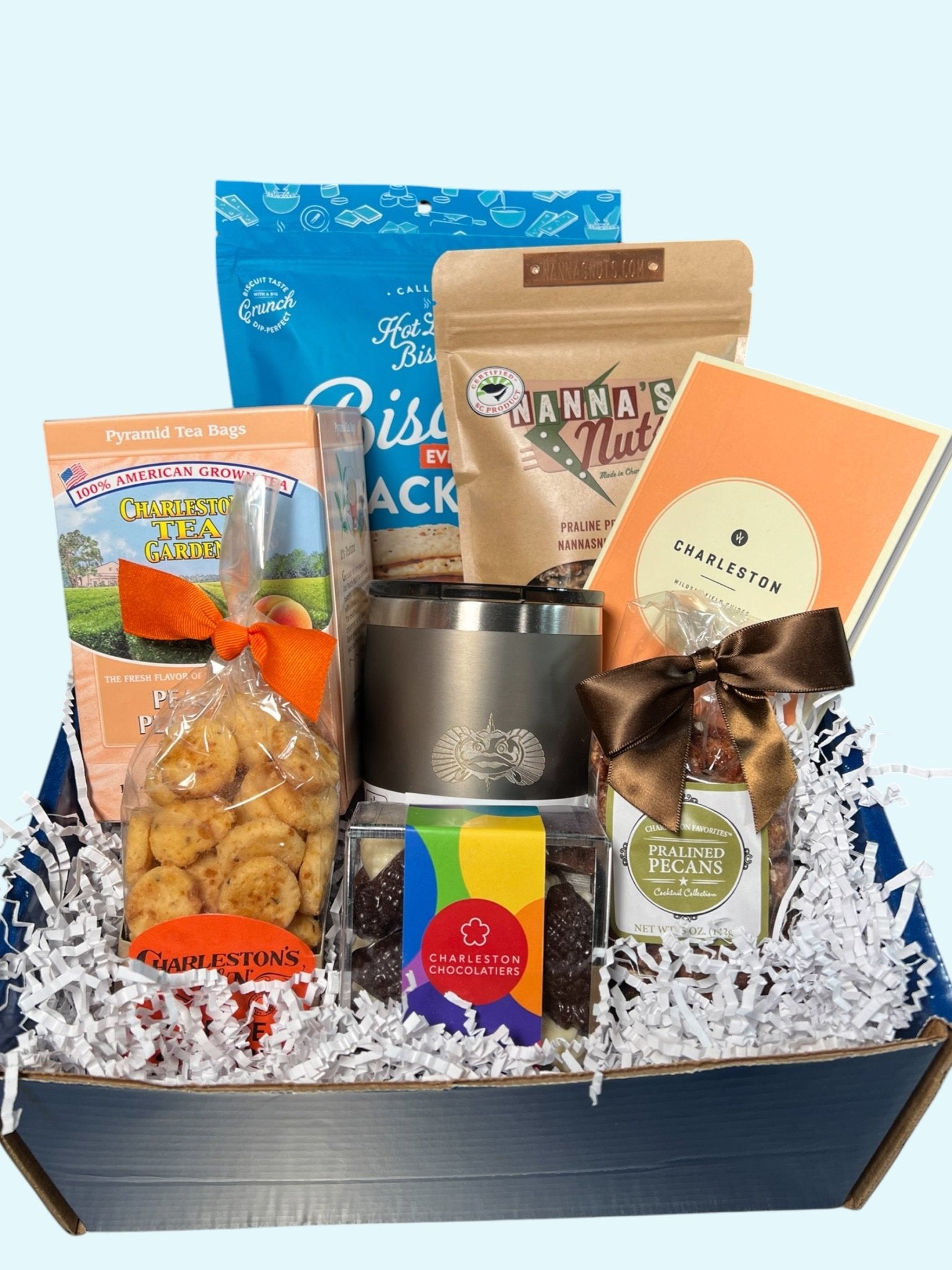 Holy City Sampler - Toadfish Tumbler, Charleston Guidebook, Praline Pecans, Pineapple Chocolates and more - Essentially Charleston