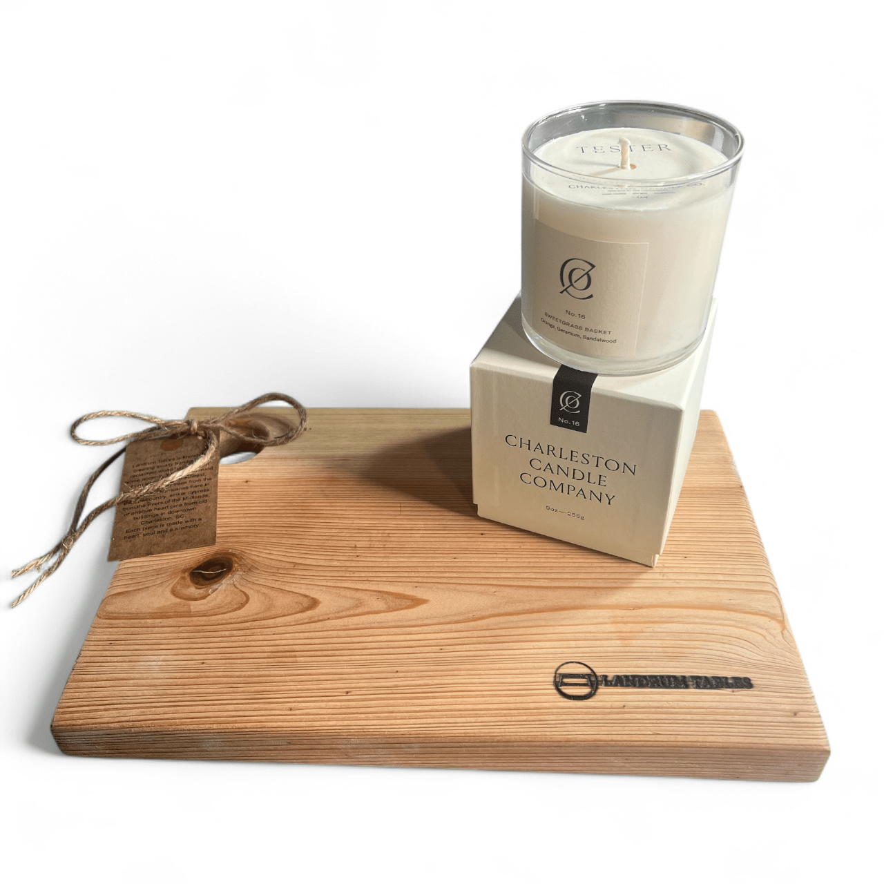 Landrum Serving Board + Charleston Candle Co. Sweetgrass Candle - Essentially Charleston
