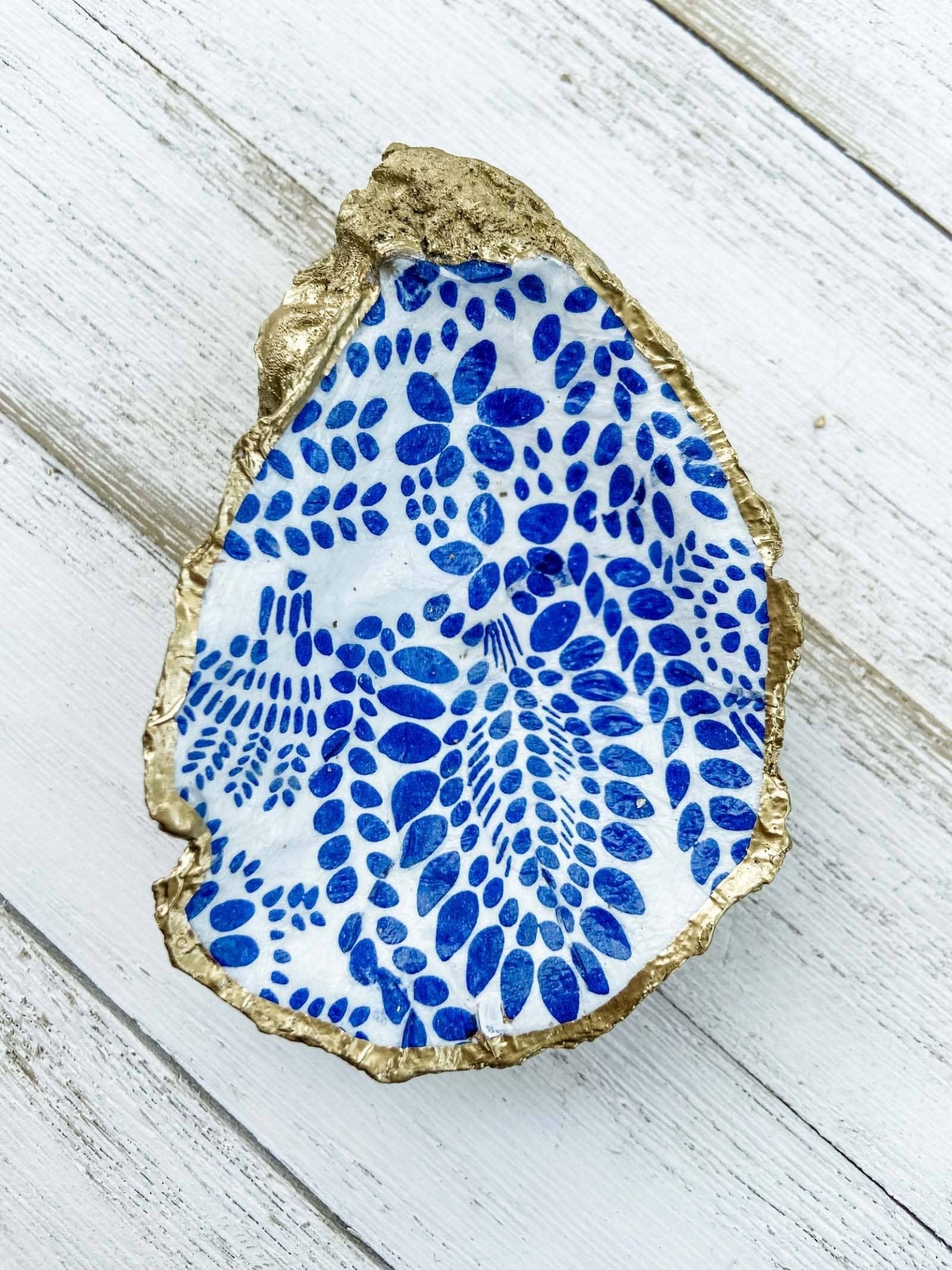 Made on Maidstone Blue & White Oyster Shell Ring Dish - Essentially Charleston