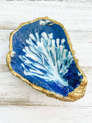 Made on Maidstone Coral Reef Oyster Shell Ring Dish: Blue - Essentially Charleston