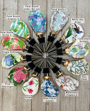 Oyster Bottle Stopper: Floral Birds & Butterflies - Essentially Charleston
