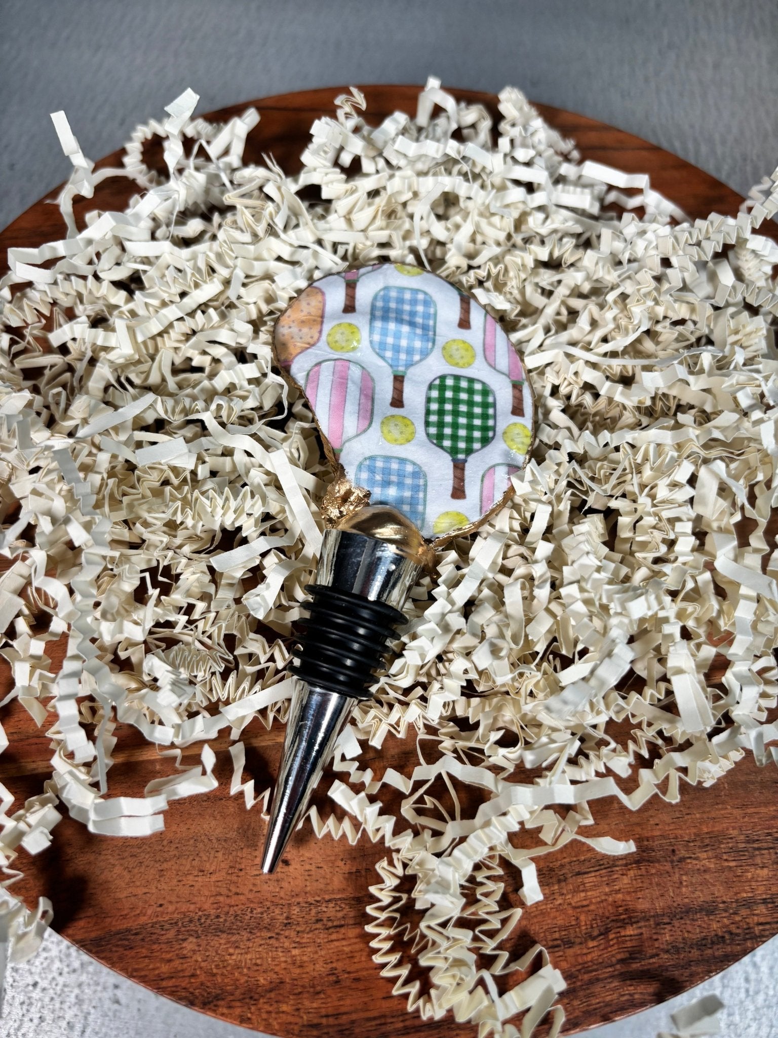 Oyster Wine Stopper Featuring Pickleball Rackets - Essentially Charleston
