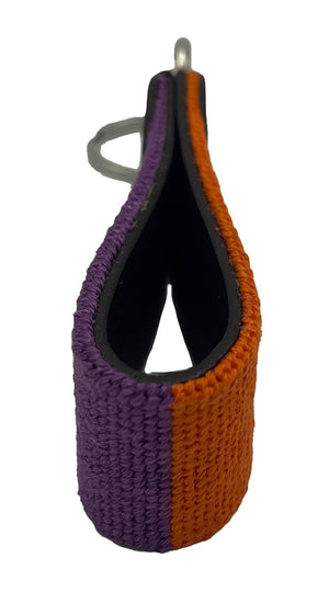 Palmetto Moon Orange Purple Handstitched Needlepoint Keychain by Charleston Belt - Essentially Charleston