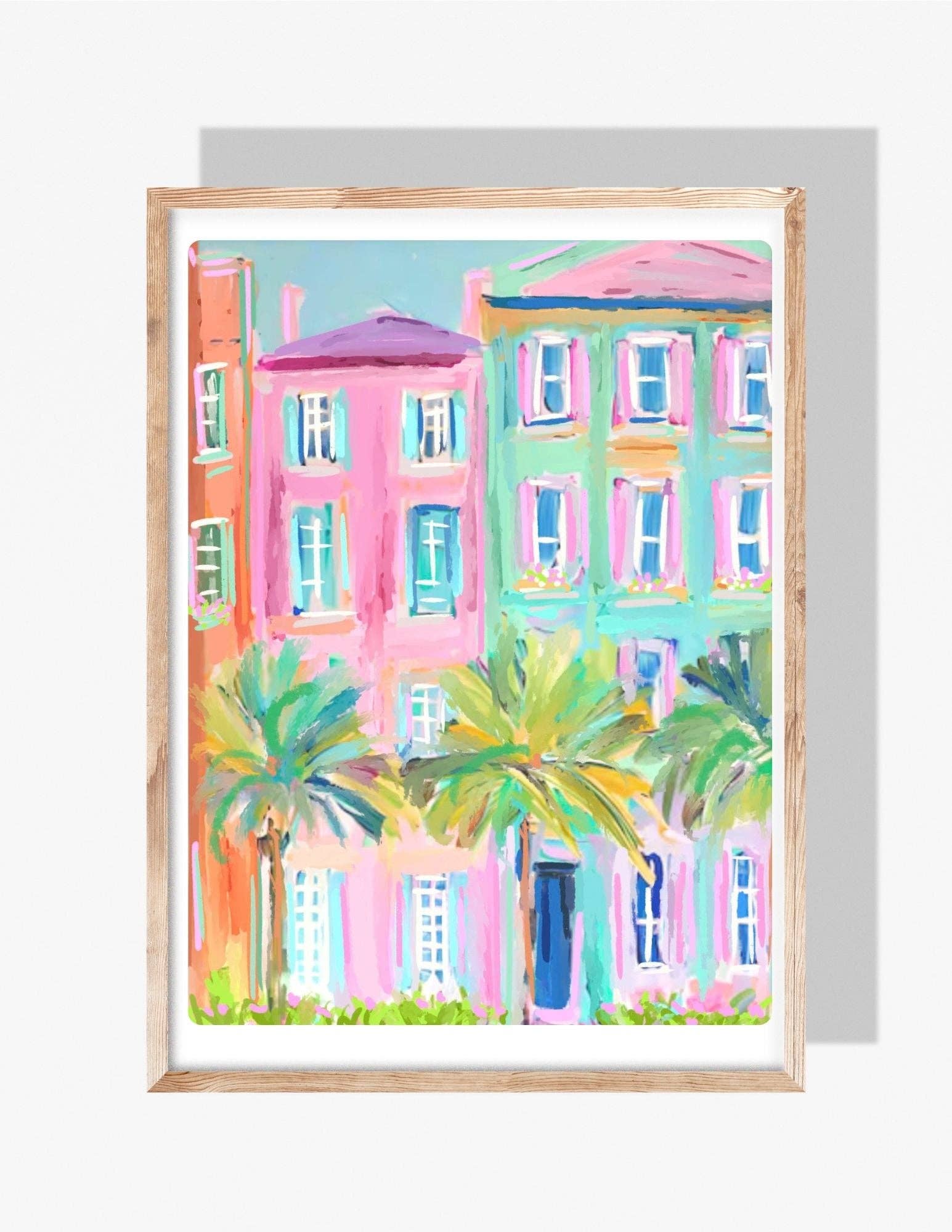 Rainbow Homes Art Print by Rebecca Illustrated: 8x10 - Essentially Charleston
