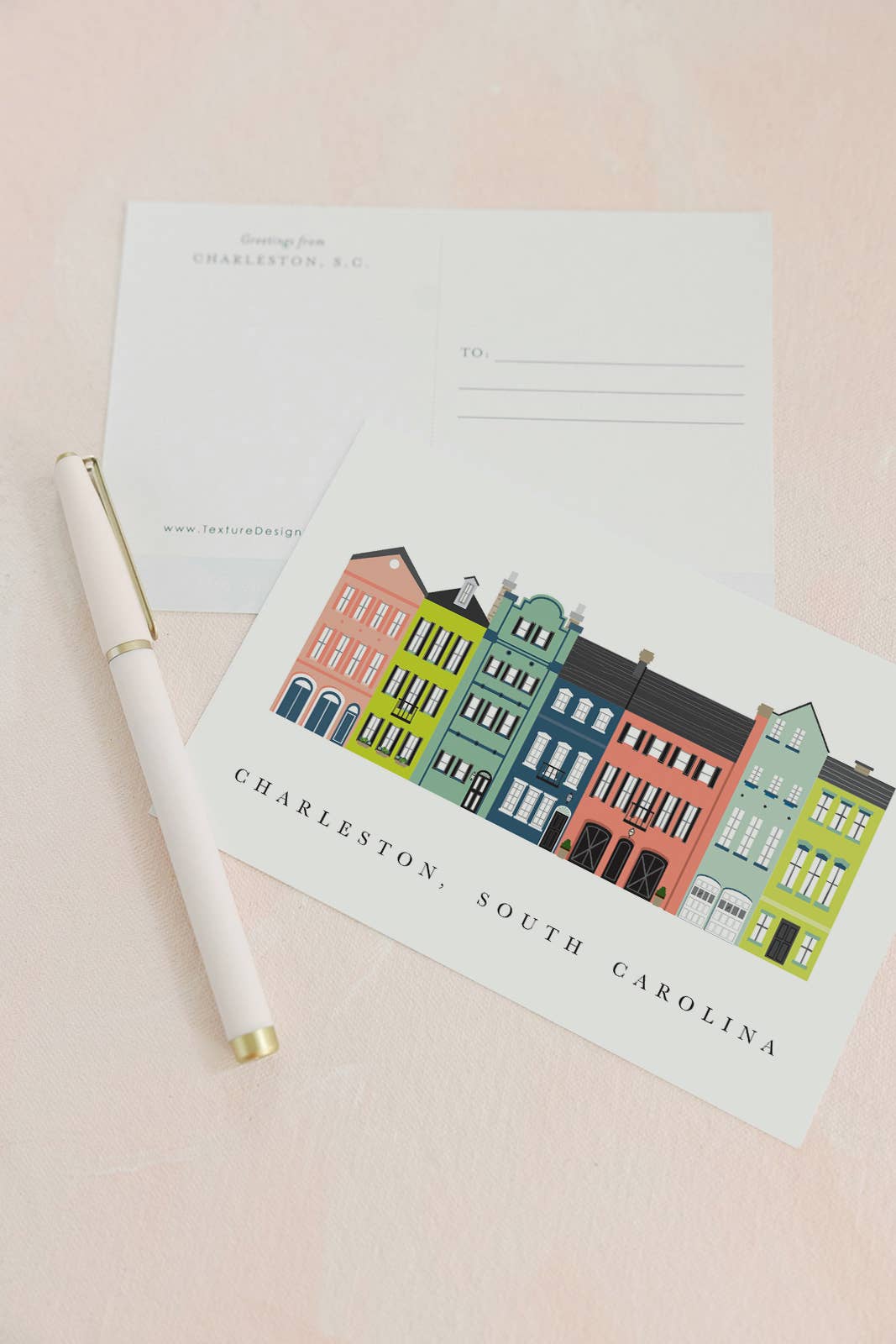 Rainbow Row Postcard - Essentially Charleston