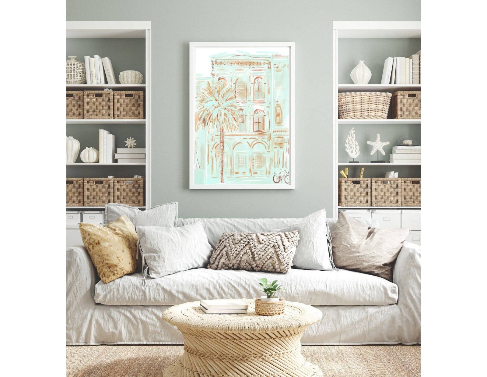 Rebecca Illustrated Monotone "Charleston Sea Glass" Art Print: 8x10 - Essentially Charleston