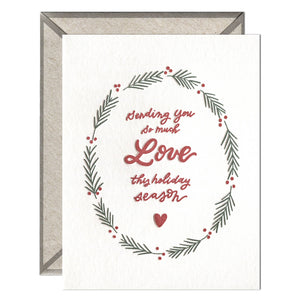 Sending Love Wreath & Berries Card - Essentially Charleston