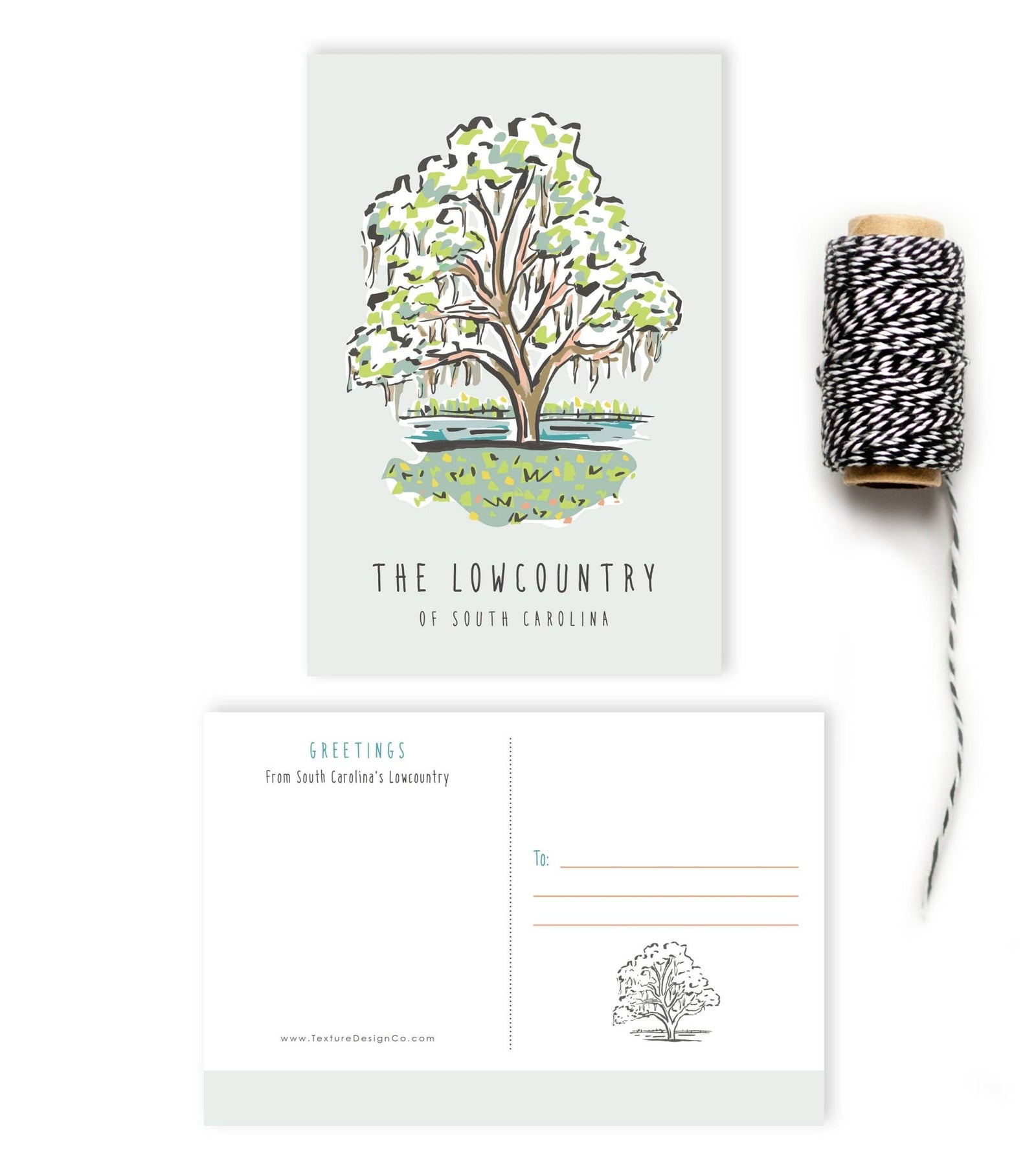 South Carolina Lowcountry Postcard by Texture Design - Essentially Charleston