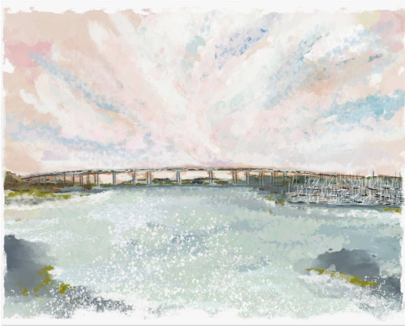 Stono River Bridge Note Card by Rebecca Illustrated - Essentially Charleston
