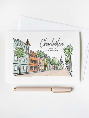 The Charleston Single Greeting Card - Sherbet Streets Collection by Texture Design - Essentially Charleston