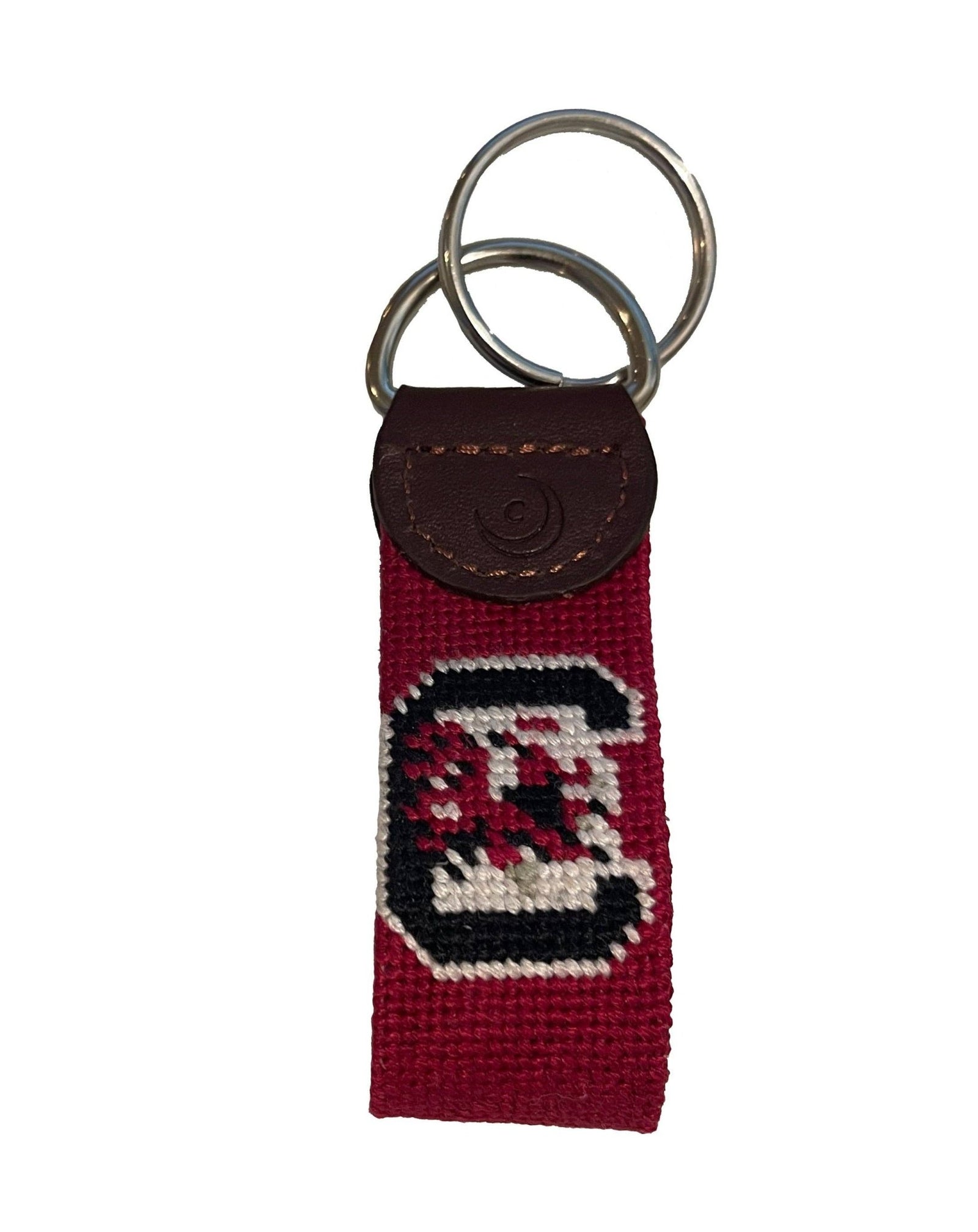 University of South Carolina Logo Handstitched Needlepoint Key Chain by Charleston Belt - Essentially Charleston