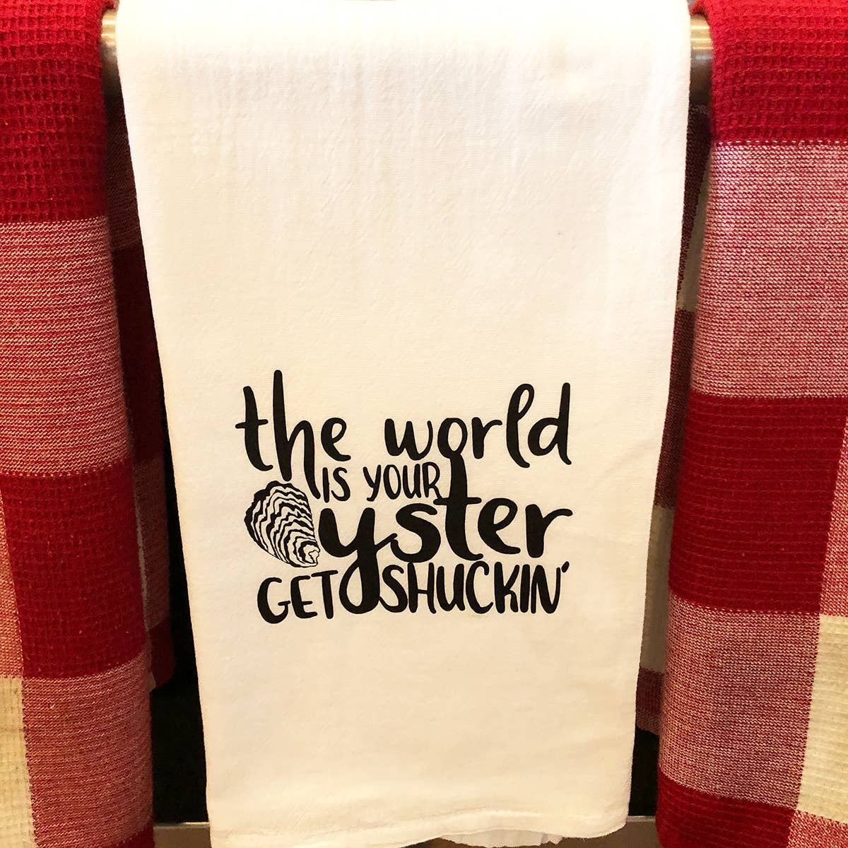 World is Your Oyster Tea Towel by Kim Bowen - Essentially Charleston