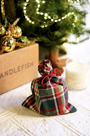 Candlefish Limited-Edition Holiday Jar No. 4 with Green Plaid Bag - Essentially Charleston