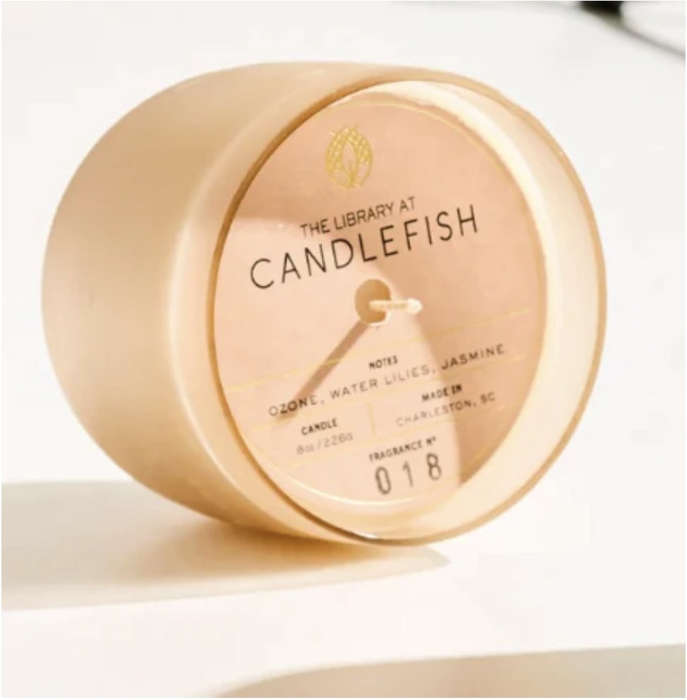 Candlefish No. 18 Frosted Glass Candle 8 oz (Pink) - Essentially Charleston