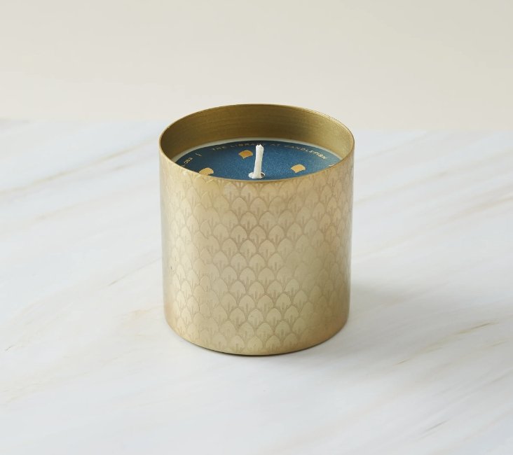 Candlefish No. 83 Engraved Scales Candle, Blue (3.75 oz) - Essentially Charleston