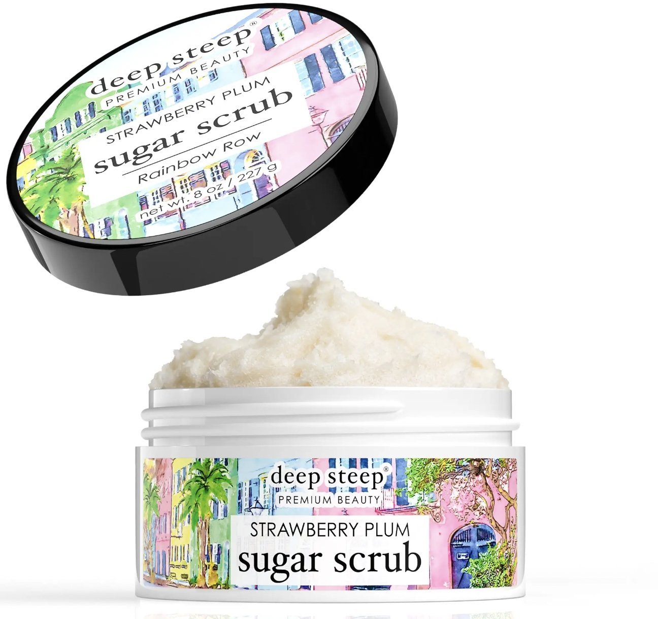 Deep Steep Charleston Collection: Rainbow Row Strawberry Plum Sugar Scrub - Essentially Charleston
