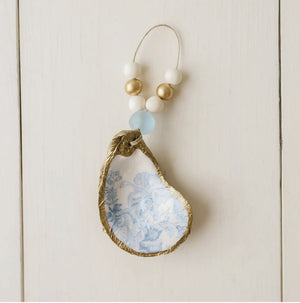 Grit and Grace Decoupage Oyster Shell Ornament or Napkin Ring: Tea Revelry - Essentially Charleston