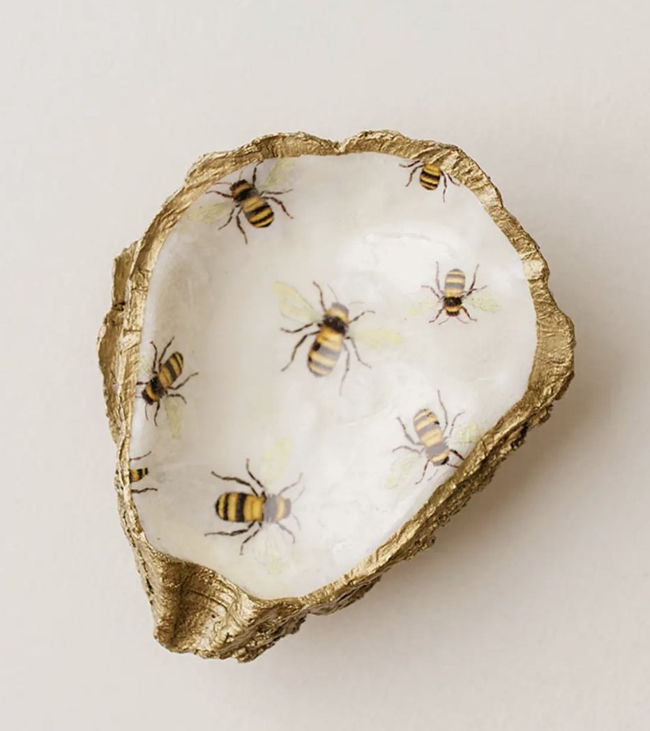 Grit & Grace Oyster Jewelry Dish: Bee Love - Essentially Charleston