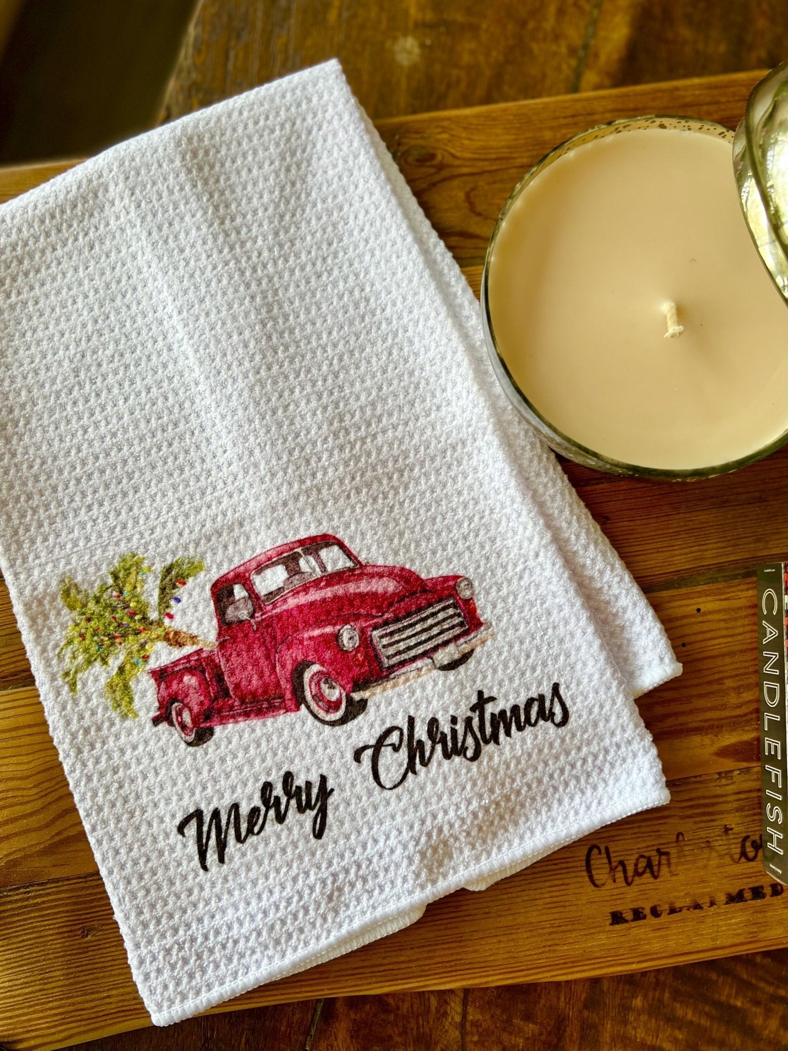 Holy City Creations Antique Truck Christmas Kitchen Towel - Essentially Charleston