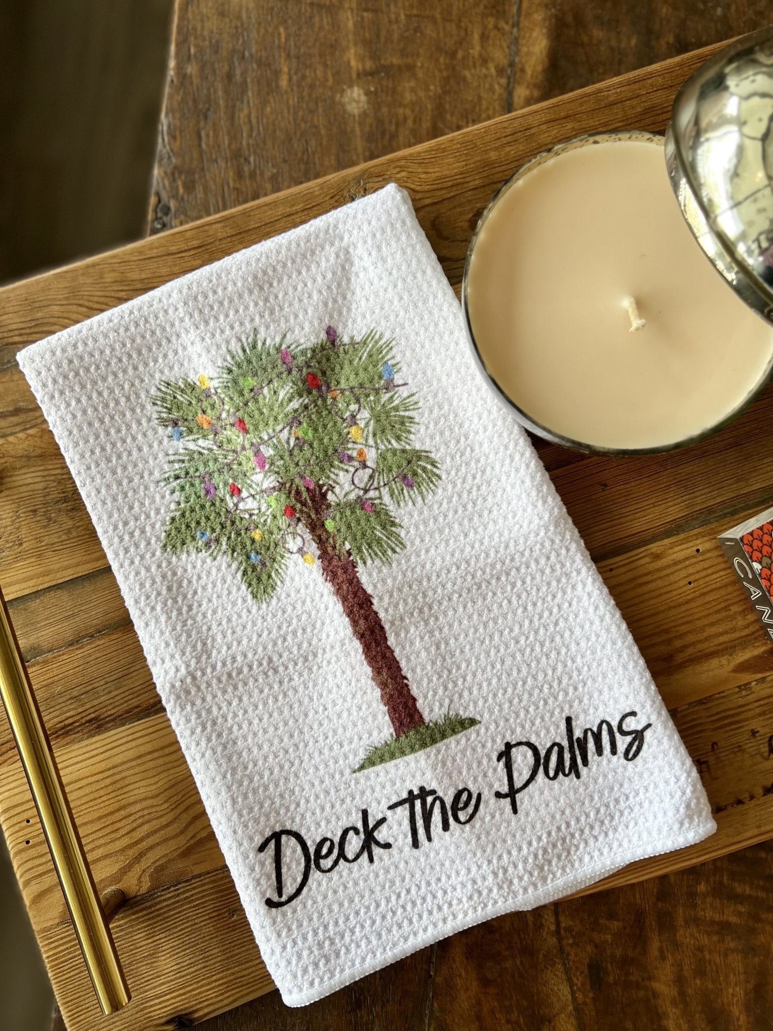 Holy City Creations Deck the Palms Kitchen Towel - Essentially Charleston