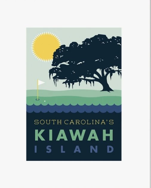 Kiawah Island Graphic Art Print With Oak Tree and Golf by Texture Design Co. - Essentially Charleston