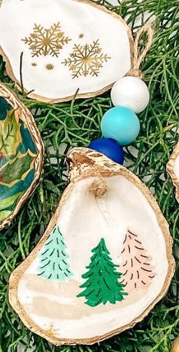 Lytle and Me Christmas Trees Oyster Shell Ornament - Essentially Charleston
