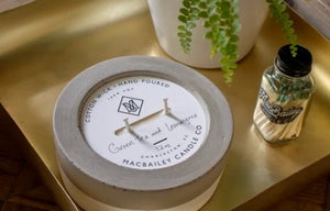 MacBailey Candle Co. Concrete Candle: Gold-Dipped Green Tea and Lemongrass Scent - Essentially Charleston