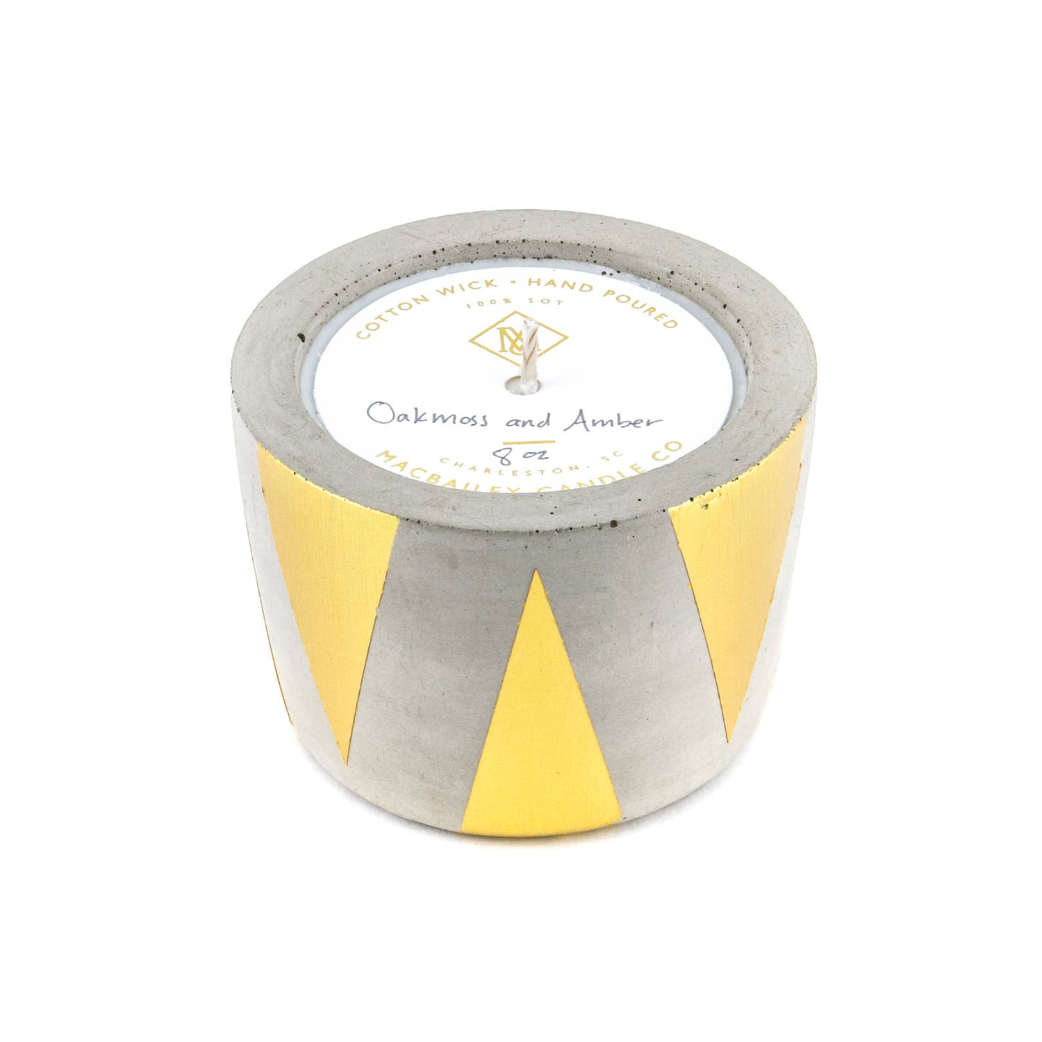 MacBailey Candle Company: Gold Triangle 8oz - Green Tea & Lemongrass - Essentially Charleston