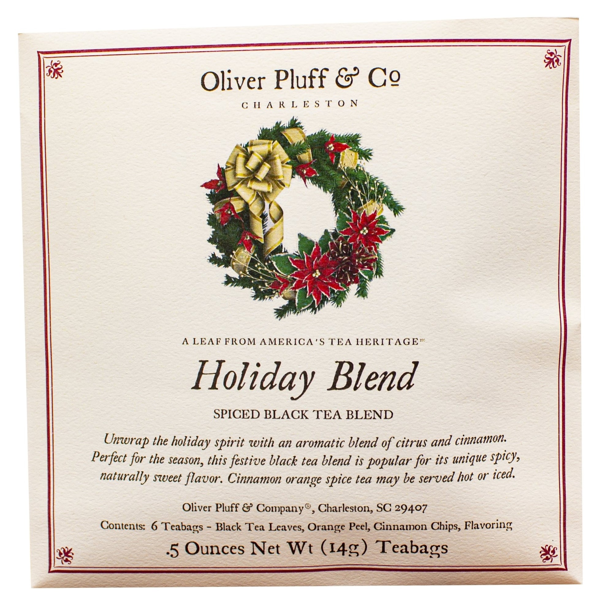 Oliver Pluff & Company Holiday Blend - 6 Teabags - Essentially Charleston