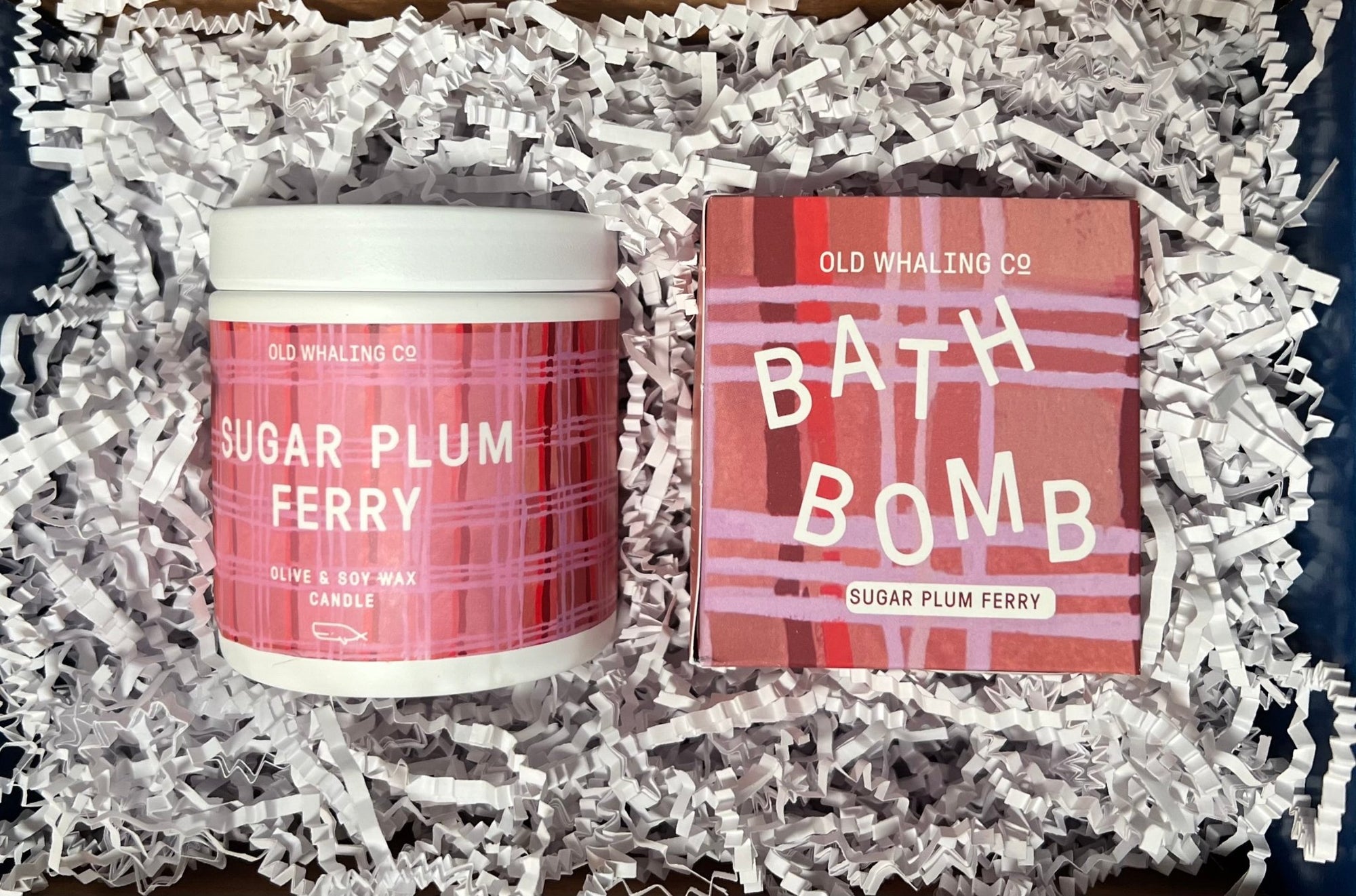 Perfect Pair: Old Whaling Co. Sugar Plum Ferry Candle + Bath Bomb - Essentially Charleston
